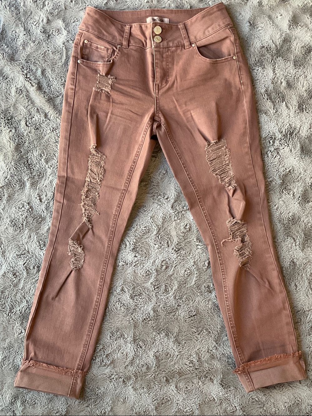 refuge Distressed Rust Pink with Turn-Up Hem